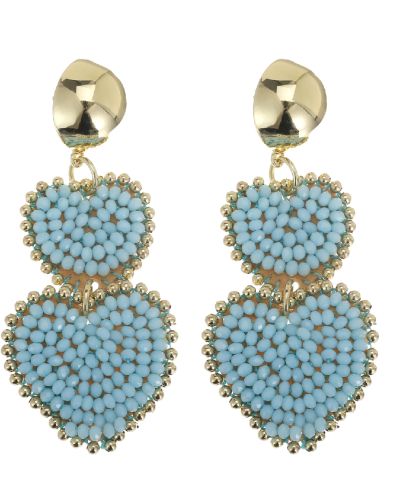 Oorbellen met hartjeshanger in turquoise