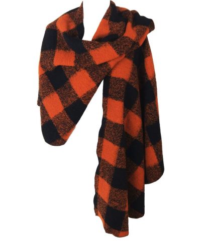 Omslagdoek/cape met oranje en zwarte ruiten