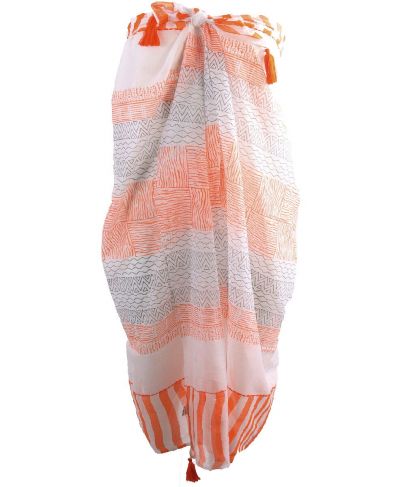 Katoenen sarong met diverse prints in oranje