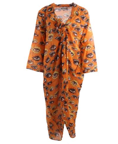 Katoenen oranje kimono met lurex