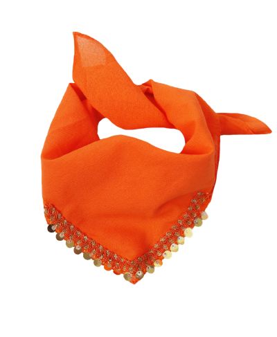 Jessy – Oranje bandana met gouden pailletten