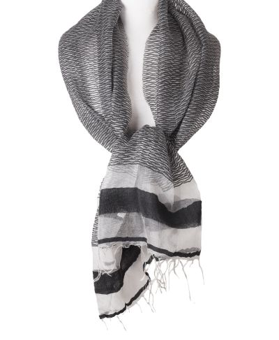 Organza zijde-blend stola in zwart en wit