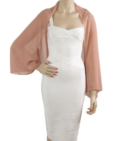 Korte bolero stola in oudroze van crêpe voile