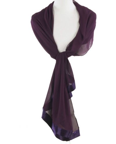 Paarse crêpe voile stola