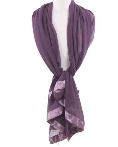 Mauvekleurige crêpe voile stola 