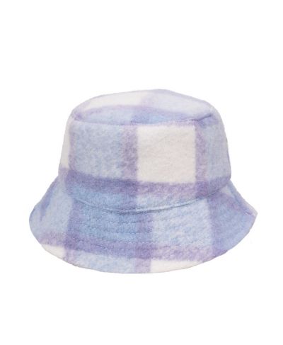 Bucket hat met ruiten in lila en lavendel