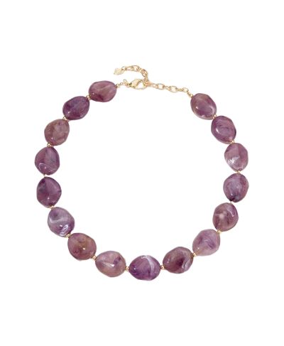 Tess kralenketting met natuursteenlook in paars
