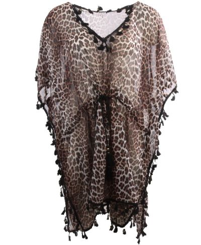 Korte kaftan met panterprint 