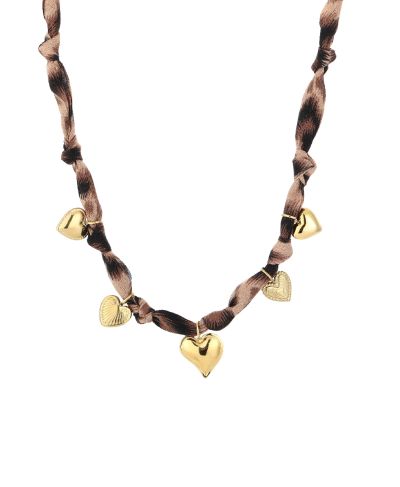 Panterprint cord ketting met bedels