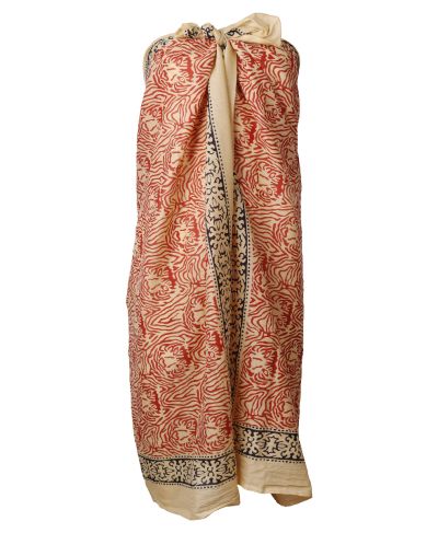 Lichtbeige sarong met tijgerprint in rood