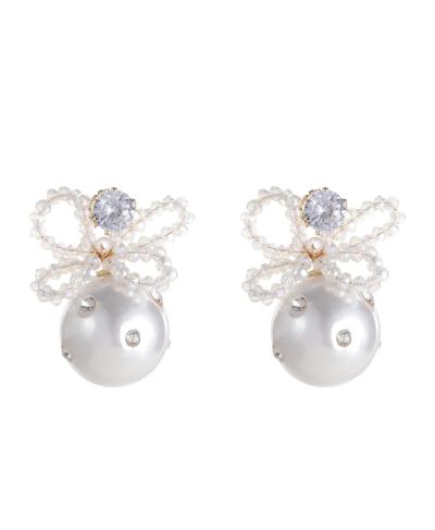 Parel oorstekers met kralen en strass