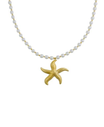 Statement parelketting met zeester hanger