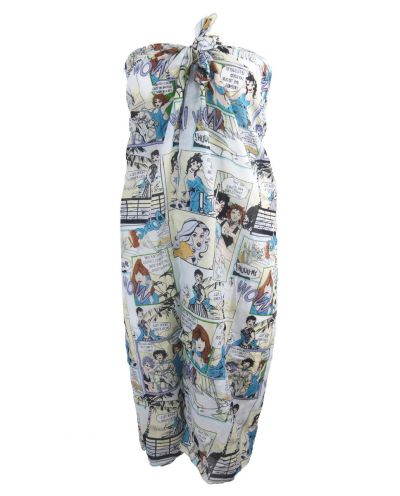 Sarong met blauwe stripprint