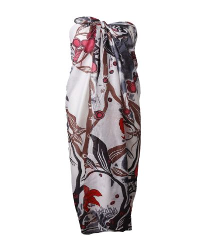 Pareo met bloemenprint in hardroze en rood
