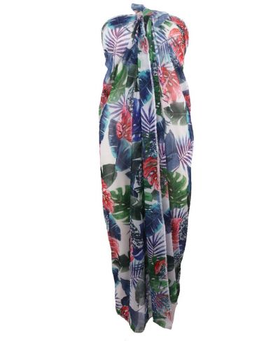 Mesh sarong met tropische priint