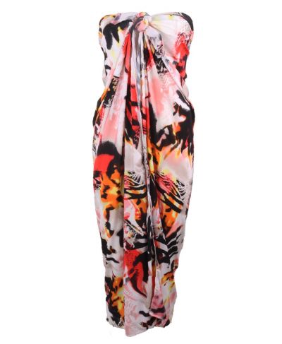 Sarong met abstracte print in rood en oranje