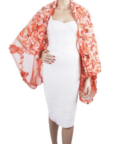 Bolero stola met rozen lintstiksel in terra en peach