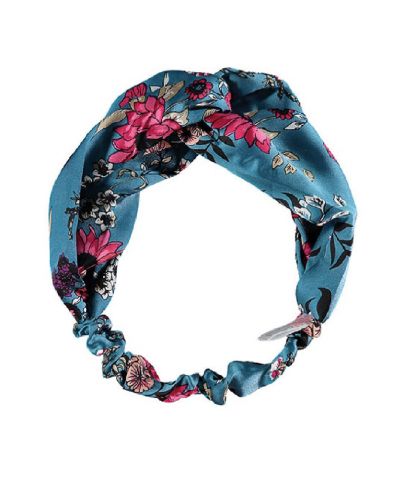 Haarband in petrol met bloemenprint