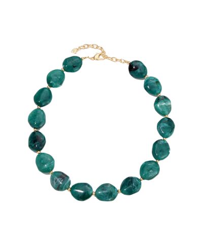 Tess kralenketting met natuursteenlook in petrol