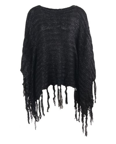 Zwarte gebreide poncho 