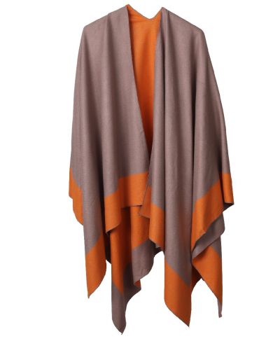 Reversibele omslagdoek in oranje-taupe