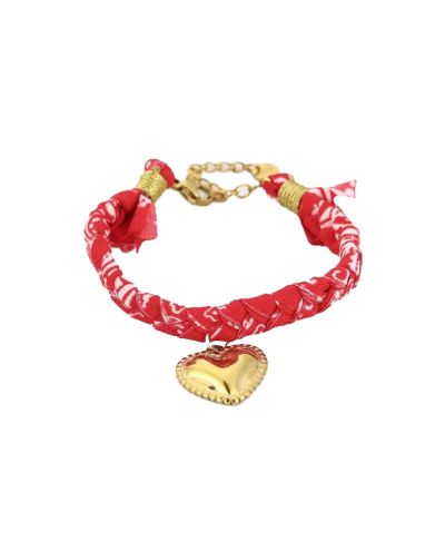 Rode bandana armband met hart 