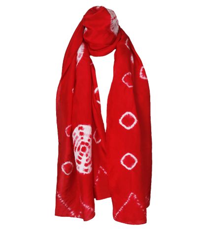 Rode zijde sjaal met batik print