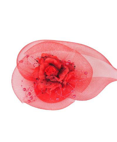 Rode fascinator met grote bloem