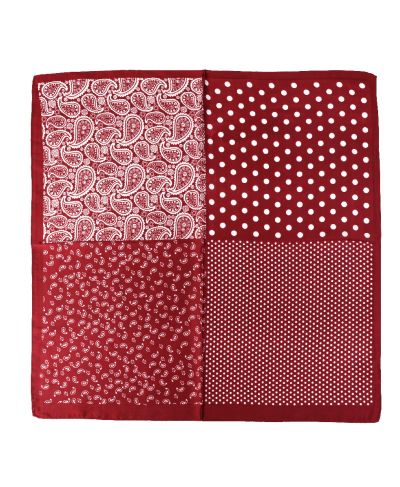 Vierkant sjaaltje met paisley & stippenprint -Bordeaux