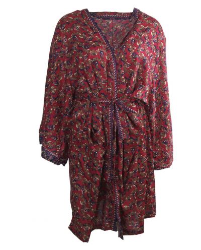 Zijden kimono in framboosrood