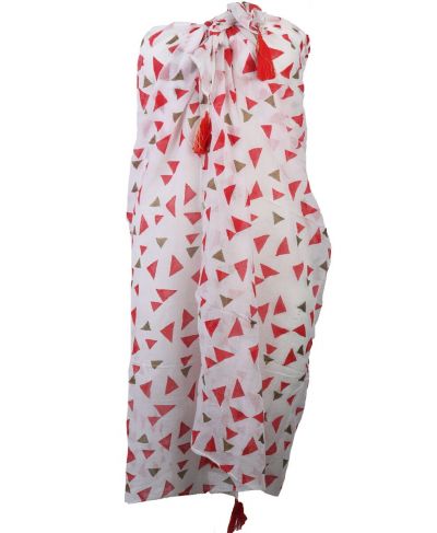 Pareo met grafische print in rood en goud