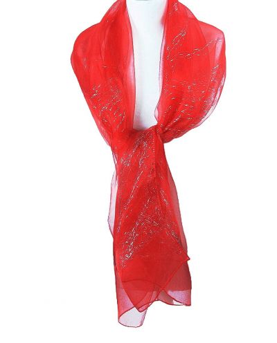 Rode organza stola met lurex