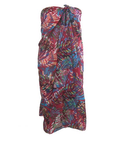 Hardroze sarong met tropische bladeren print