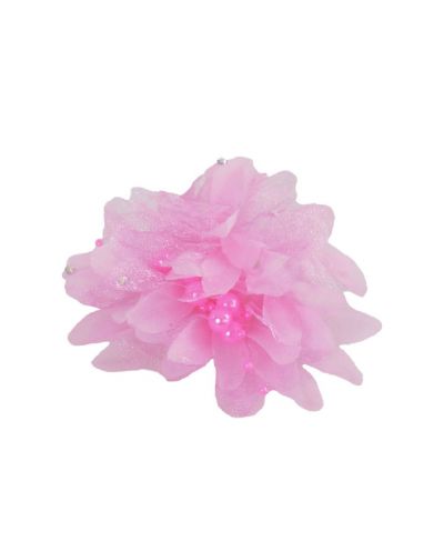 Roze haarspeld/corsage met organza