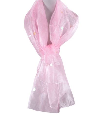 Lichtroze organza stola geborduurd met koord