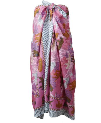 Liz sarong met luipaard print in roze