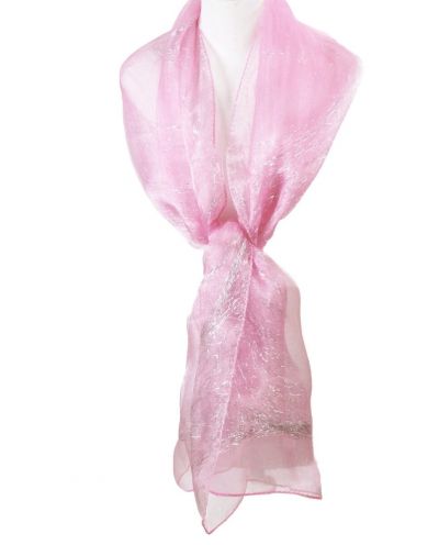 Lichtroze organza stola met lurex