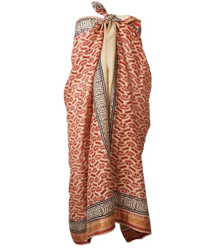 Sarong met ornament print in rood