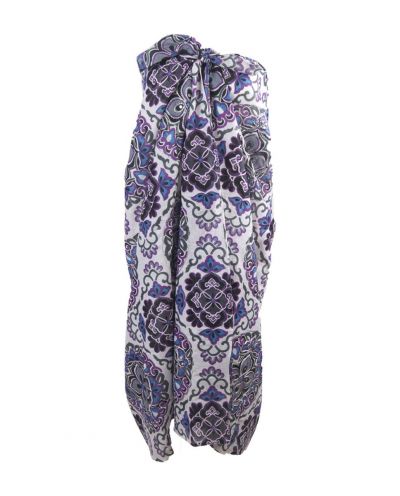 Witte sarong met mandala print in paars-grijs