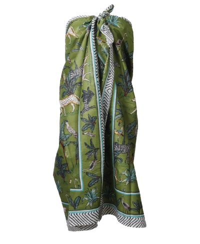Sarong in groen met tropische dierenprint