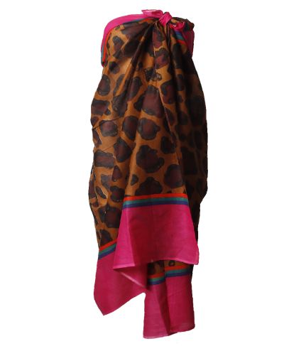 Sarong met luipaardprint en hardroze