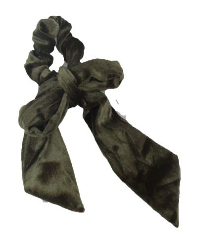 Velvet Scrunchie met strik in legergroen