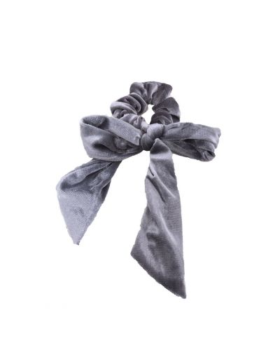 Velvet Scrunchie met strik in grijs