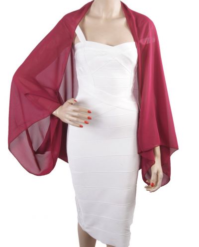 Bolero stola van crêpe voile in framboosrood 