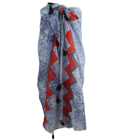Blauwe sarong met slangenprint 