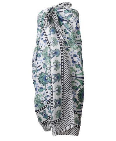 Sarong met dierenprint in blauw en mintgroen
