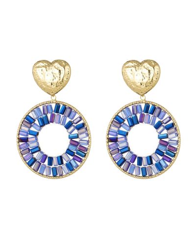 Statement oorbellen met hart & kralen