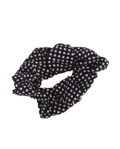 Scrunchie in zwart met stippenprint