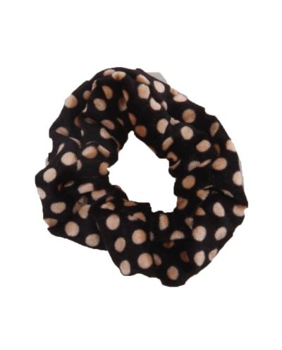 Velvet Scrunchie met stippen in beige
