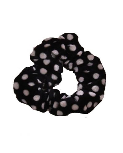 Velvet Scrunchie met stippen in zwart